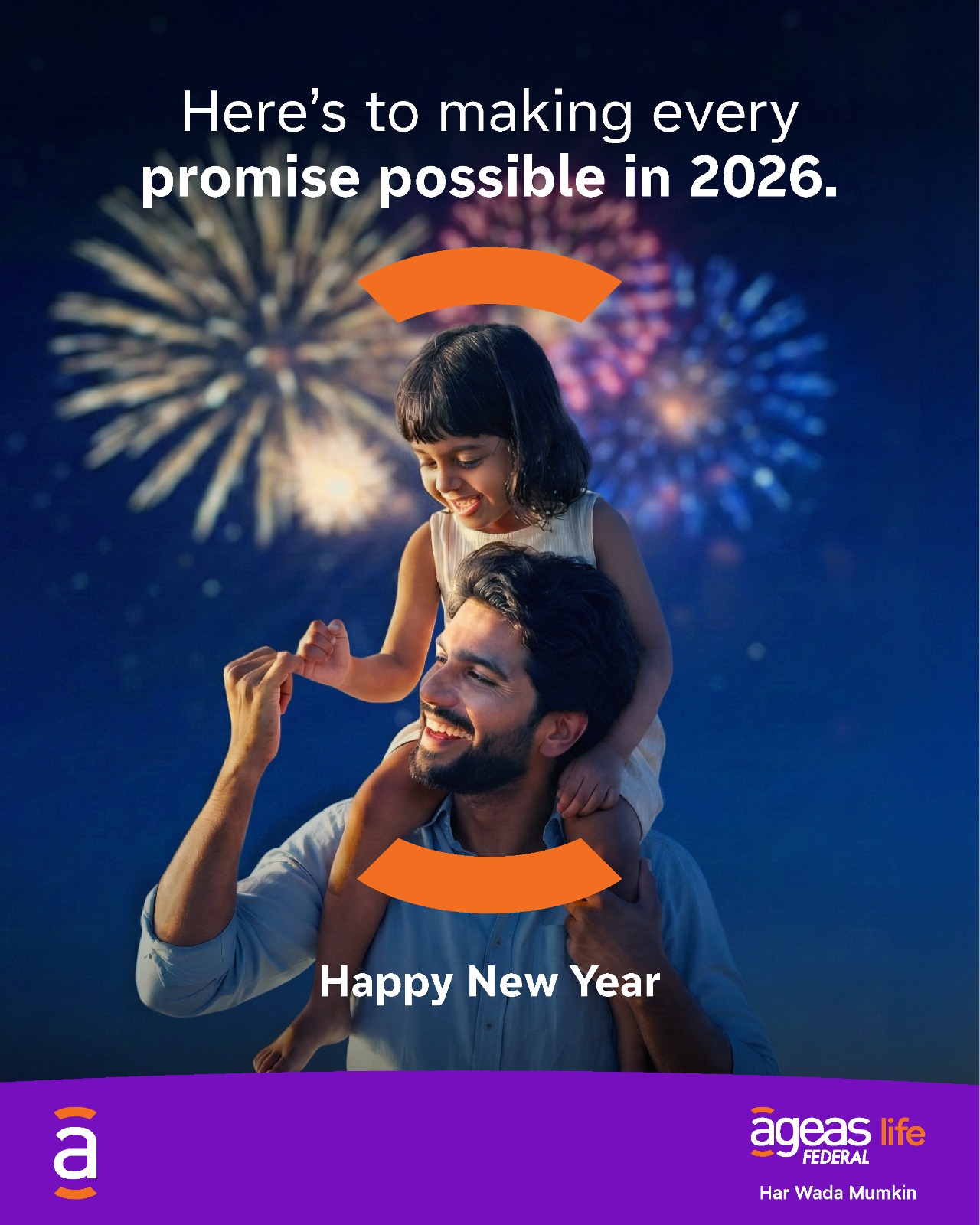 Happy New Year 2026 — father-daughter fireworks